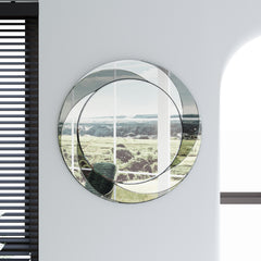 Wall-Mounted Silver Decorative Round Mirror 24 inch