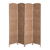 6' Tall Wicker Weave 4 Panel Room Divider Privacy Screen - Natural