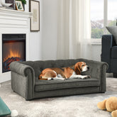 Elegant Rectangle Pet Bed Modern and Stylish Dog Sofa for Large Dogs, Dark grey