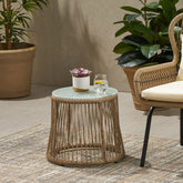 Boho Woven Rope Side Table - Brown