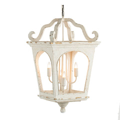 French Style 4-Light Wood Chandelier, Hanging Light Fixture with Adjustable Chain