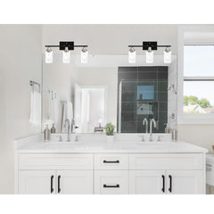 Modern Bathroom Lighting with Clear Glass Shade, 3-Light Black Vanity Light Wall Mount Lamp for Bedroom Vanity Table Bathroom Dressing Table, Brushed Nickel Finish Socket