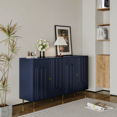 Modern Blue Lacquered 4 Door Wooden Cabinet Sideboard Buffet Server