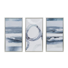 Surrounding Silver Foil Abstract 3-piece Framed Canvas Wall Art Set - Grey & Blue