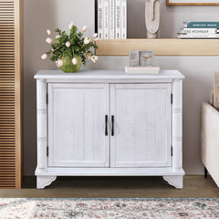 40" Console Table with Storage Shelf, Retro Entryway Table with Adjustable Storage Shelf - Antique White
