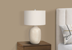 Table Lamp 26"H, Cream Ceramic, Ivory / Cream Shade, Contemporary