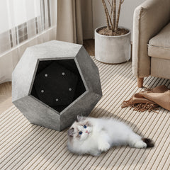 25.98"Modern Pet Furniture Cat Litter Side Table, Cement Gray