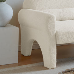 2 Piece Set Sofa Couch, Modern Teddy Fabric Loveseat & Accent chair for Living Room - Antique White