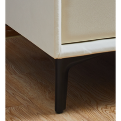 Modern Nightstand 2 Drawers with PU Leather and Hardware Legs - Beige
