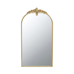 Arched Wall Mirror with Gold Metal Frame - Gold