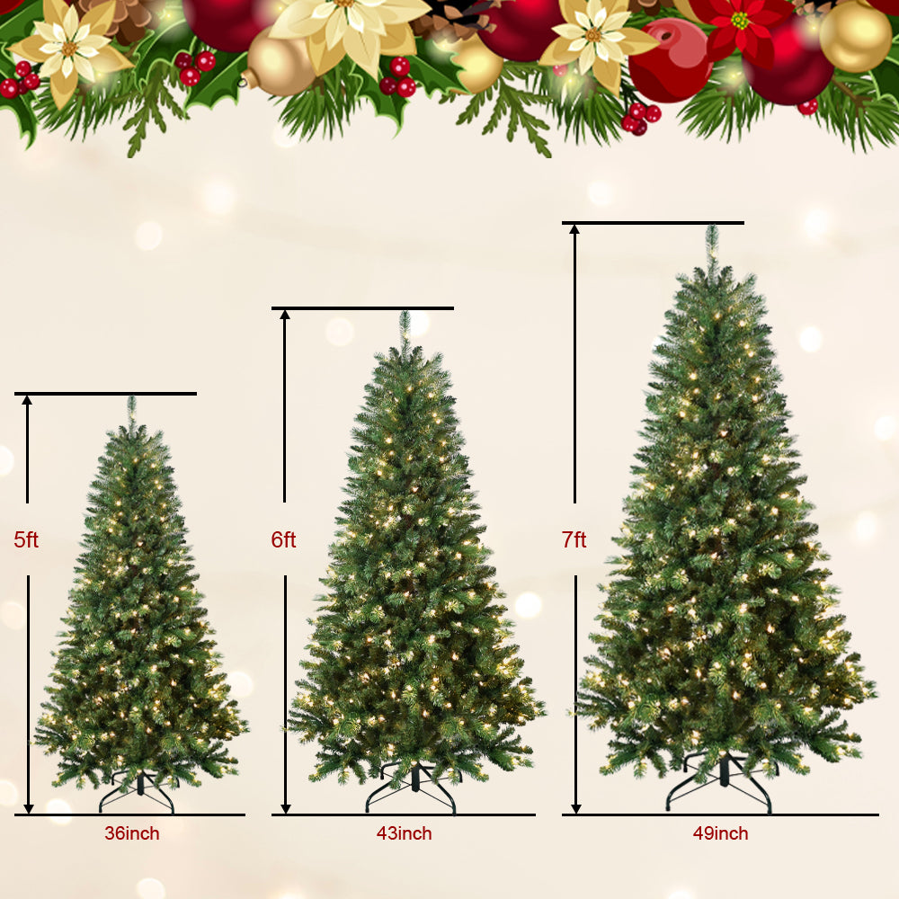 7ft PE/PVC Mixed Automatic Christmas Tree Qith Lights Xmas Decoration Light Up Holiday Season