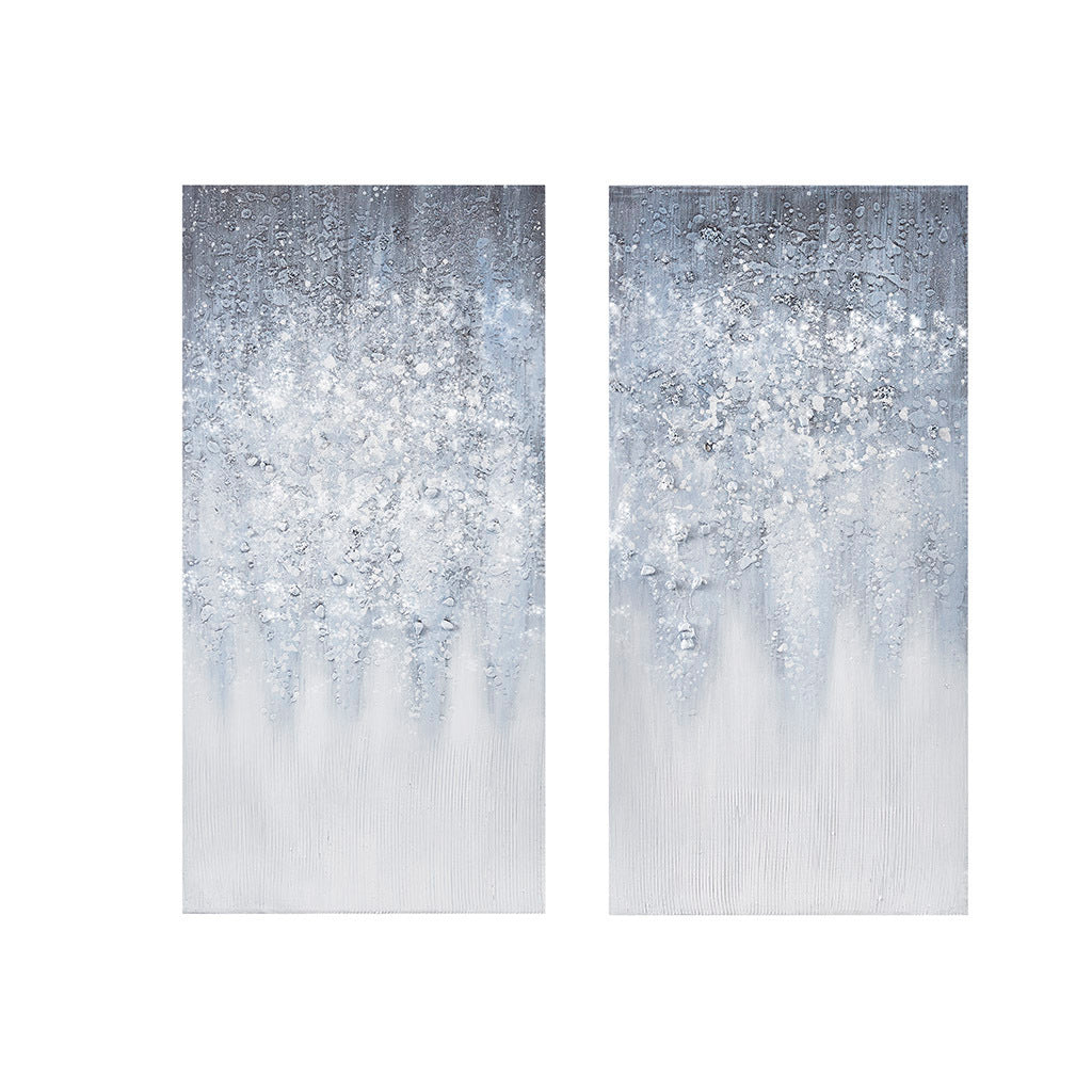 Winter Glaze Heavily Embellished 2-piece Canvas Wall Art Set