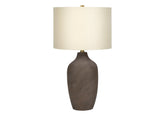Table Lamp 27"H, Grey Ceramic, Beige Shade, Contemporary
