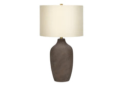 Table Lamp 27"H, Grey Ceramic, Beige Shade, Contemporary