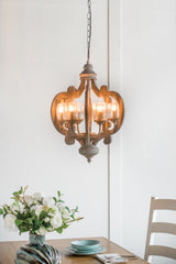 Farmhouse 6-Light Wood Chandelier Pendant Light Fixture with Adjustable Chain