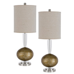 Table Lamp with Resin Ball Accent, Set of 2, Beige and Bronze