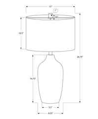 Table Lamp 27"H, Grey Ceramic, Beige Shade, Contemporary