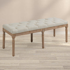 45 Inch 6-Leg Wide Contemporary Rectangle Large Ottoman Bench in Grey Linen Look Fabric