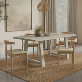 Trestle-Style Base Dining Table White Wash Finish 36x72x29.50"