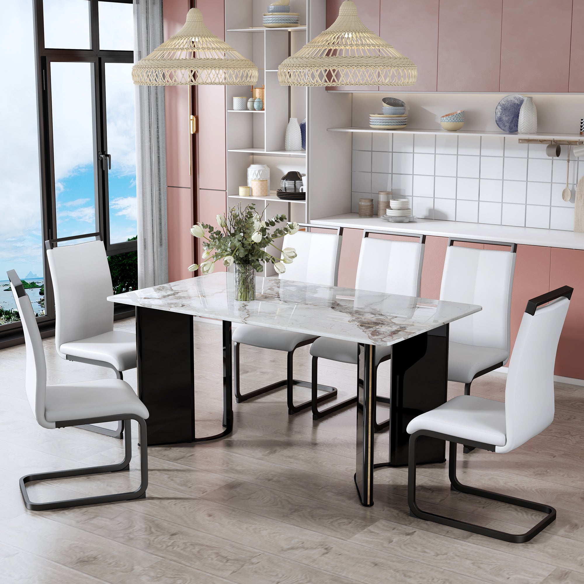 Modern Minimalist Dining Table - White