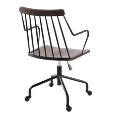 Farmhouse Adjustable Office Chair - Black Metal and Walnut Wood