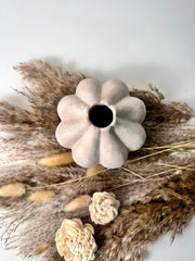 Minimalist rustic hand-painted flower shape small Bud vase 7“ tall- Beige wash