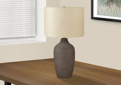 Table Lamp 27"H, Grey Ceramic, Beige Shade, Contemporary
