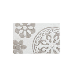 Medallion Cotton Tufted Bath Rug - Taupe Cotton
