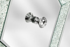 Storage Cabinet with Mirror Trim and Diamond Shape Design, Silver ,for Living Room, Dining Room, Entryway, Kitchen