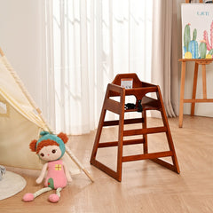 Wooden Double Solid Wood Feeding Baby Chair - Walnut Finish