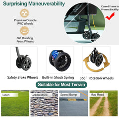 2 in 1 Folding Dog/Cat Puppy 4 Wheels Stroller w/Removable Travel Carrier for Small/Medium Pet, Waterproof Pad, Car Seat, Sun Shade