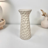 Minimalist Abstract Textured Candlestick 10'5 tall Beige Linen Color
