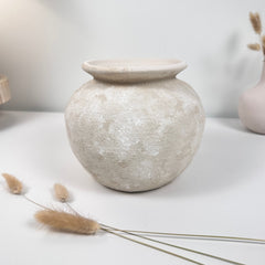 Minimalist Cream washed Vase 6.5" tall (8x8x6.5" dia 3.7")