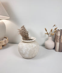 Minimalist Cream washed Vase 6.5" tall (8x8x6.5" dia 3.7")