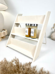 Minimalist Textured Kitchen Spice Wood Stand Rack (can fit 18 spice jars) - Cream