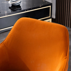 Home Office Chair with Gold Metal Legs and Universal Wheels - Orange