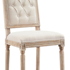 Transitional Wooden Bar Stool with Tufted Square Back, Beige and Brown