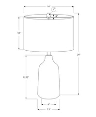 24"H, Table Lamp, Black Concrete, Grey Shade, Contemporary