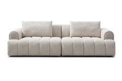 Modern Sectional Sofa, 4-Seater, Granular Fleece Velvet -Beige