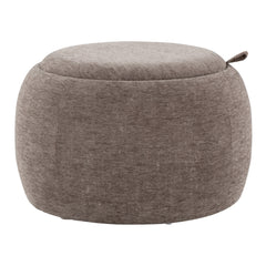 Tray Pouf Contemporary Ottoman in Natural Wood and Brown Fabric