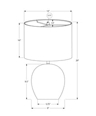 Table Lamp 20"H, Grey Concrete, Ivory / Cream Shade, Contemporary