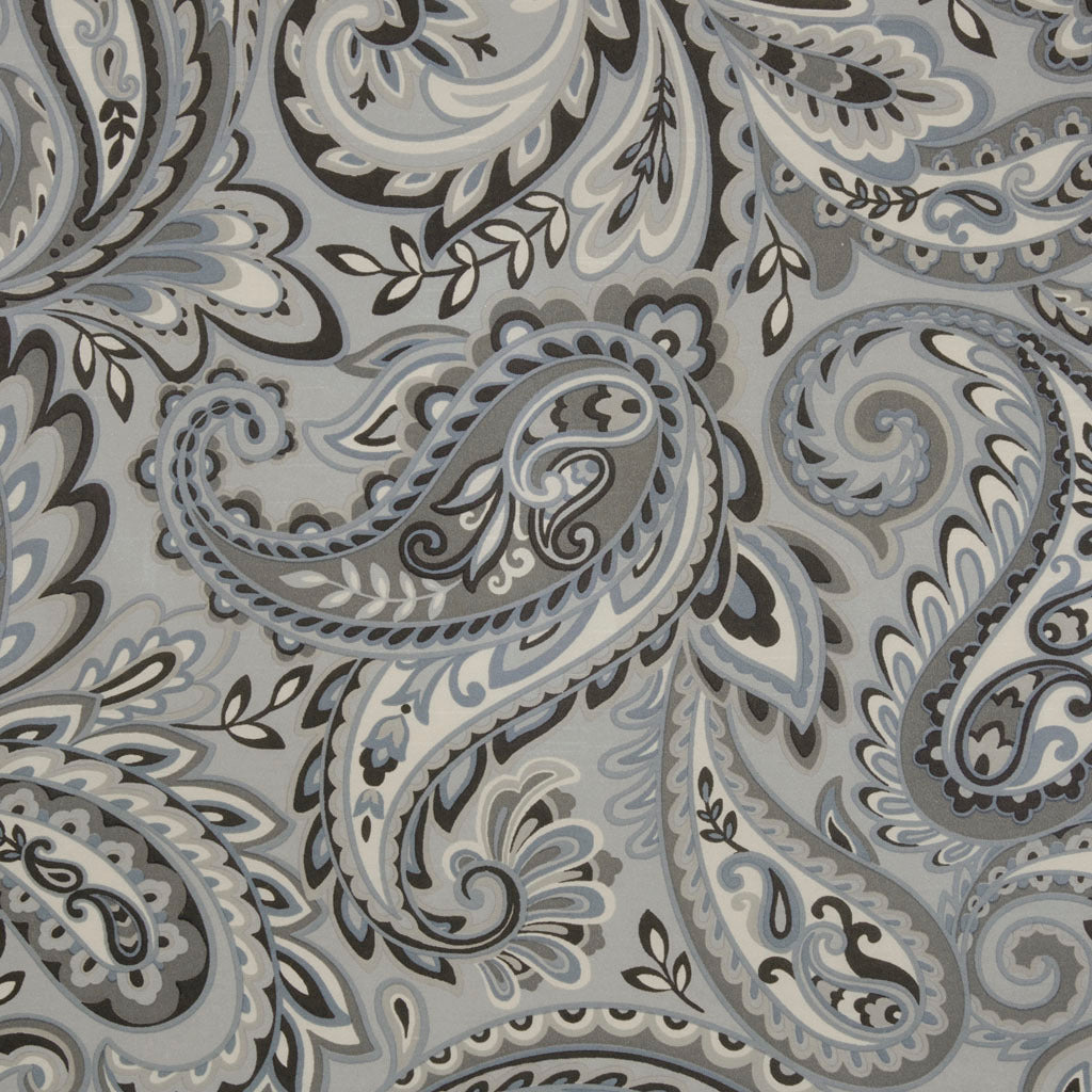 Paisley Printed Total Blackout Curtain Panel - Grey Silk
