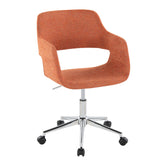 Margarite Contemporary Task Chair in Chrome Metal and Orange Fabric by LumiSource