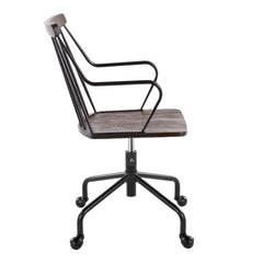 Farmhouse Adjustable Office Chair - Black Metal and Walnut Wood