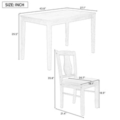 5-Piece Kitchen Dining Table Set, Wooden Rectangular Dining Table and 4 Upholstered Chairs - Drift Wood