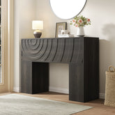 Vividwood Wood Console Table for Entryway, Farmhouse Entryway Table with Unique Carved Design, 43' Sofa Table Behind Couch for Living Room, Hallway, Entrance, Foyer (Black)