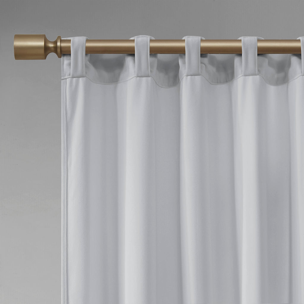 Room Darkening Poly Velvet Rod Pocket/Back Tab Curtain Panel Pair - Light Grey