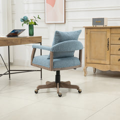 Office Chair Adjustable Swivel Chair Fabric Seat Home Study Chair - Light Blue