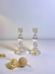 Stunning Iridescent Glass Candle Holders Set of 2