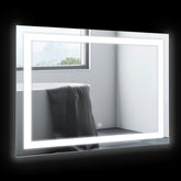 2' x 24'' LED Illuminated Bathroom Mirror, Wall Mounted Vanity Mirror with Dimmable Memory Touch, Waterproof, Horizontally or Vertically, Silver